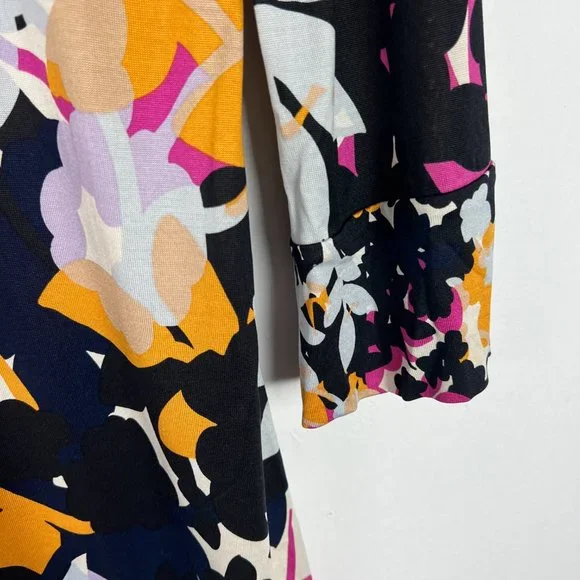 Diane Von Furstenberg 3/4 Sleeve Floral Silk Boatneck Shift Dress Size 10 D1365 - Picture 5 of 12